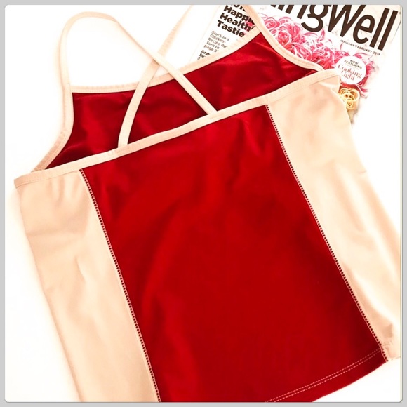 Spiegel Red Color Block Shelf Bra Top - Picture 1 of 3